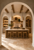 Mediterranean Kitchen Design with Arched Architecture and Natural Stone | By Proton Architecture